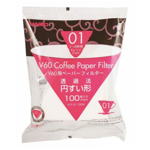 Hario V60 Paper Filter 01 - 100 papers (Bleached)